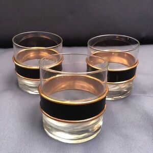 MCM Vintage Coppercraft Guild Set Of 3 Glass Tumbler Barware
